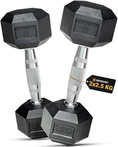 HQ Germany® Hexagon Hanteln 2,5kg 2 Stück | Geruchsarm, ±1,5%...