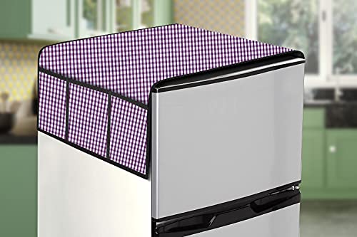 Image of Stylista Refridgerator top Cover Suitable for Samsung RR23C2F249U /HL, 215 Liter Fridge, Dimension (WXD) 71x109 CM, Pin Check Pattern Voilet