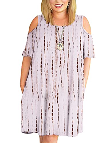 Image of Kancystore Women's Plus Size Summer Dresses Short Sleeve Casual T-Shirt Swing Dress with Pockets