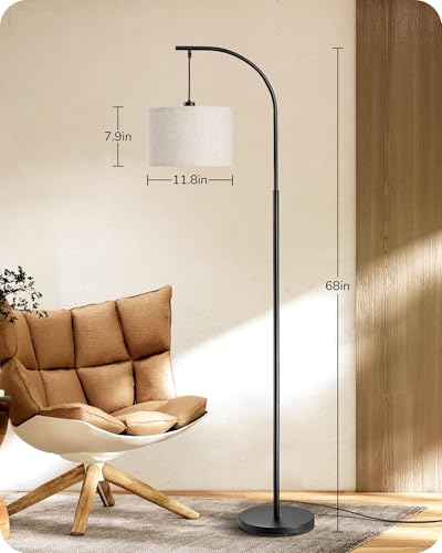 Edishine Modern Arc Floor Lamp With Beige Linen Drum Shade & Heavy Base thumb #6