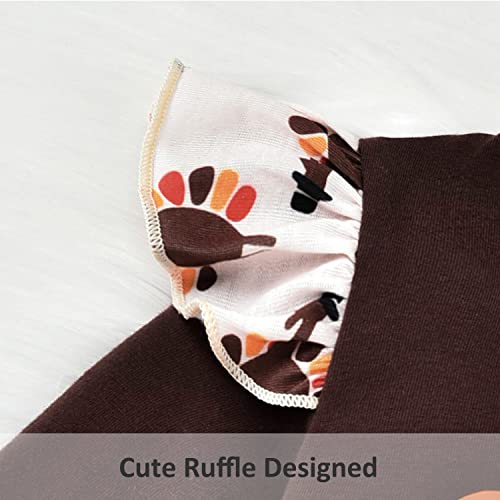 fioukiay Toddler Baby Girl Thanksgiving Outfits Infant Baby Girls Turkey Clothes Ruffle Tunic Top Clothing Pants Set4