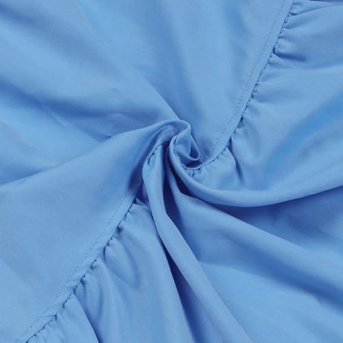 Image of WOKANSE Women's Cute Babydoll Dresses Casual Loose Puff Sleeves Ruffle Hem Button Down Pleated Shirt Dress