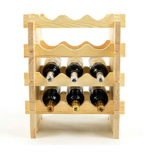 Soporte de vino apilable de madera sólida mediano miniatura 3