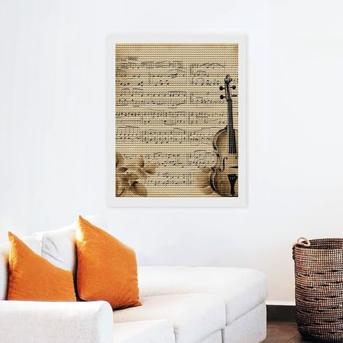 Peinture diamant notes de musique adultes kit complet broderie diamant rond 40x50