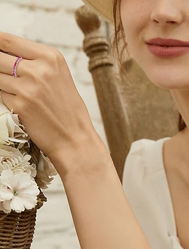 925 Sterling Silver Stackable Rings for Women, Square Round Birthstone Eternity Stacking Ring Band Jewelry Gifts for Her3