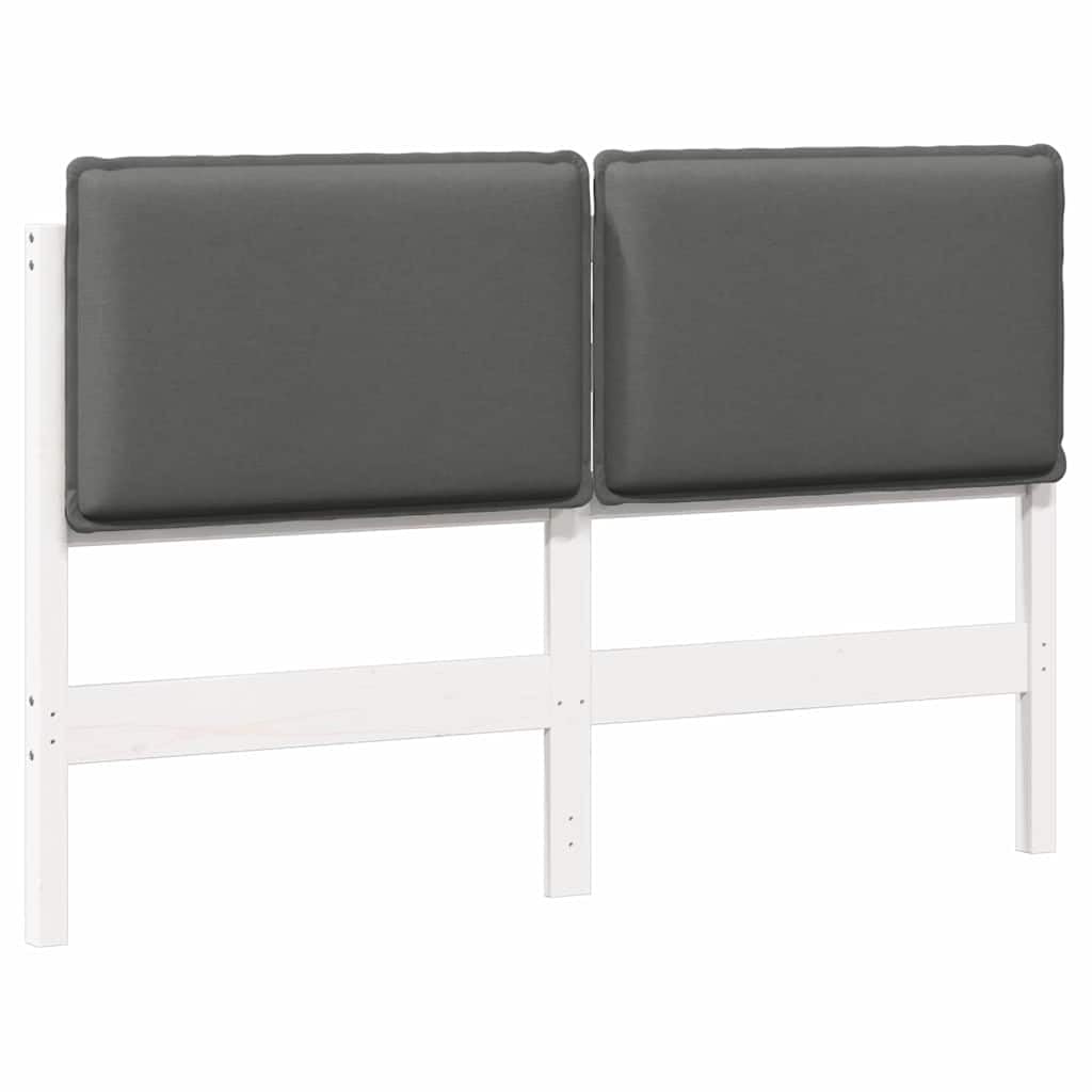 Wyściełany zagłówek do łóżka, biały i jasnoszary, 140 cm, lite drewno sosnowe, nowoczesne wzornictwo, trwały