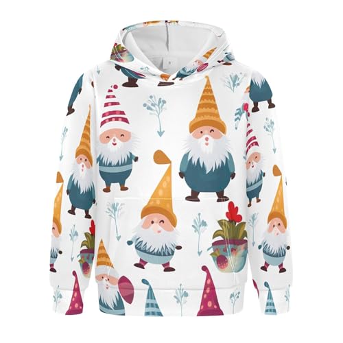Kids Hoodies Sweaters Christmas Gnome Dwarfs Hooded Sweatshirts with Big Pockets for Boys Girls B0400015