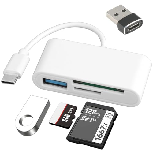 3 in 1 USB C SD Card Reader, High-Speed TF Memory Card Reader for Data Transfer, Type C to SD/Micro SD/USB 3.0 Adapter for iPhone 15, iPad Pro, MacBook, Android Devices, Laptop and Camera Memory Cards