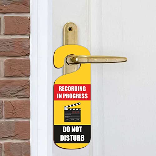 Image of CVANU Recording in Progress Do Not Disturb Wooden Door Sign Hanger Size(24cm x 8.5cm) cv78