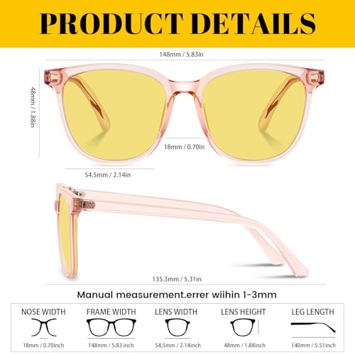 YMRFW Polarized Night Vision Glasses for Women Driving Yellow Lens Reduce Glare Safety Nighttime UV400 Protection — view 5