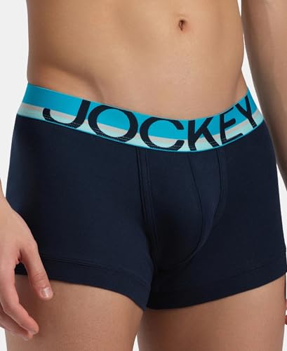 Image of Jockey FP03 Men's Super Combed Cotton Rib Solid Trunk with Ultrasoft Waistband Navy S