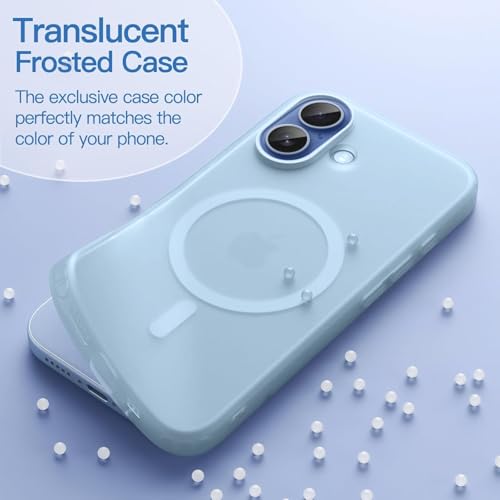 Image of DIZORO Matte Case for iPhone 17 6.3-Inch Compatible with MagSafe, Camera Lens Full Protection, Shockproof Translucent Frosted TPU Soft Phone Cover, Anti-Fingerprint (Sky)