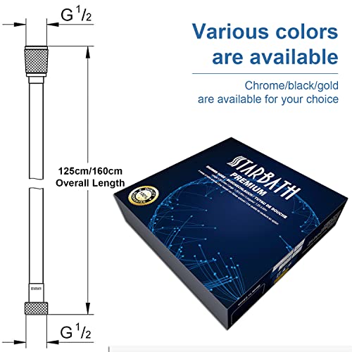 STARBATH Duschschlauch 250 cm Anti-Twist glatter Brauseschlauch 250cm Anti-Explosion Design Duschschlauch 2,5m - mit verdrehsicheren Messinganschlüssen,flexibel, knick- und auslaufsicher,Chrom