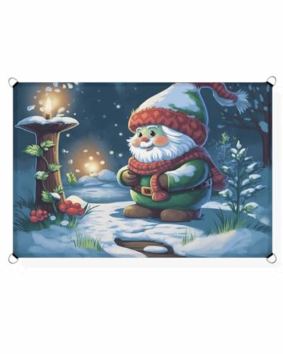 Boanket Sun Shade Sail 6.5' x 10', Christmas UV Block Sun Sails Shades, Christmas Gnomes Winter Snowflake Xmas Poinsettia Shade Cloth for Patio Deck Garden Lawns Beach Backyard