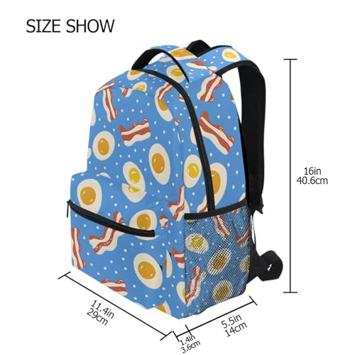 Blue Bacon Eggs Dot Backpack for School Boys Girls Adults Kids Bookbag Laptop Bag 18L4