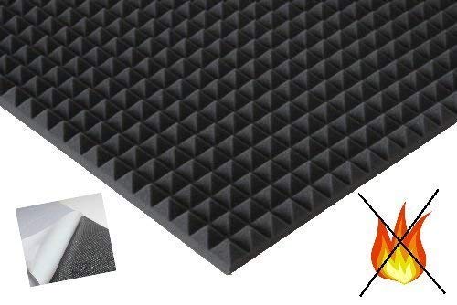 lulushop Pyramiden-Schaumstoff-Daemmung-platten Dämmung Schaumstoff SELBSTKLEBEND Akustik Flammhemend PC ca.100 x 50 x 3 cm Anthrazit/Schwarz Cover