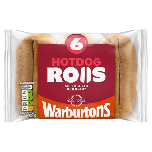 Warburtons Sliced Hot Dog Rolls (Pack of 6)