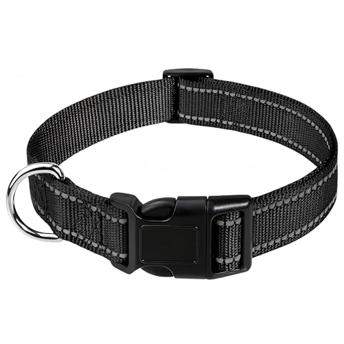 GoesWell Collare cane，Collare riflettente in nylon per cani con lunghezza regolabile per cani di piccola, media e grande taglia. (black,XL)