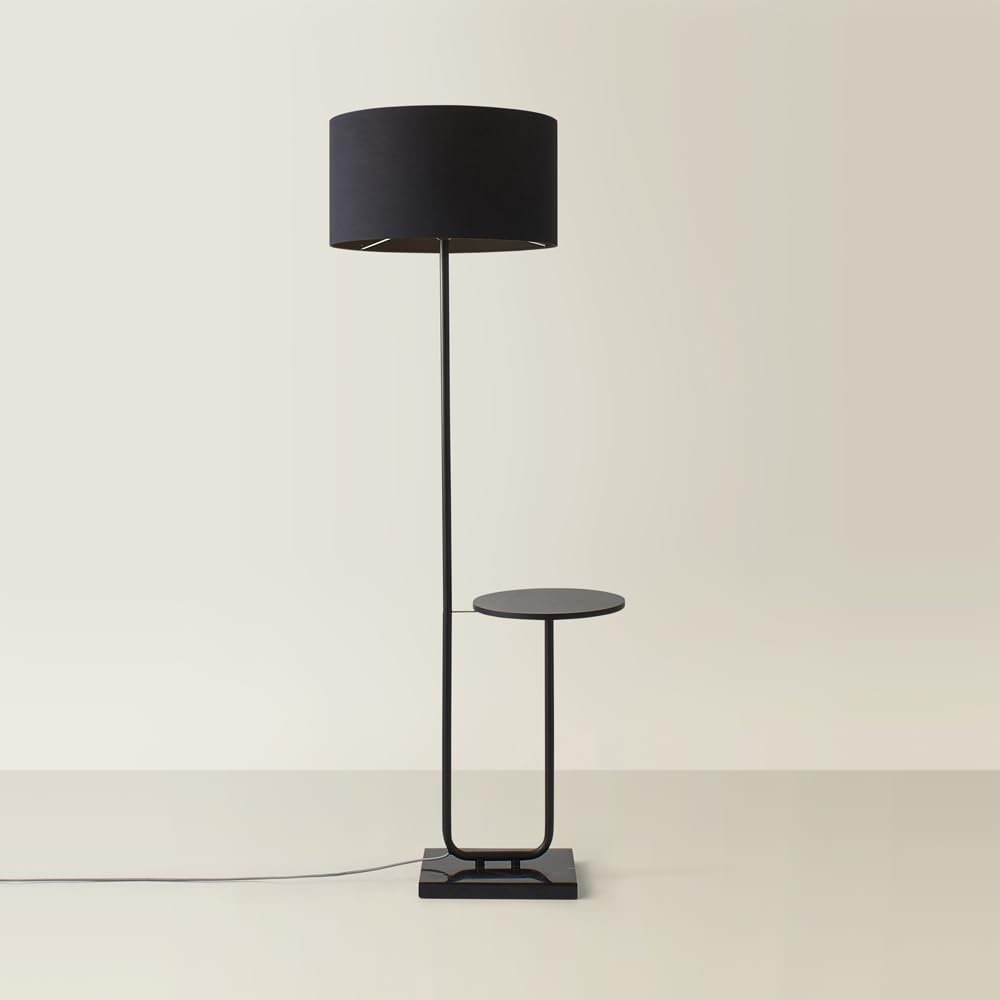 MiniSun | Large Matt Black Curved Stem Marble Light with Black Shade | Table Lamps, Home Décor & Improvement Essential | Includes 6W GLS Bulb