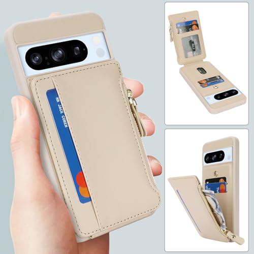 Image of Cavor for Google Pixel 8 Pro Case Wallet with Card Holder, Cream