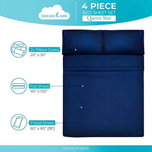 image for DREAMCARE Deep Pocket Sheets Microfiber Sheets Bed Sheets Set 4 Piece 