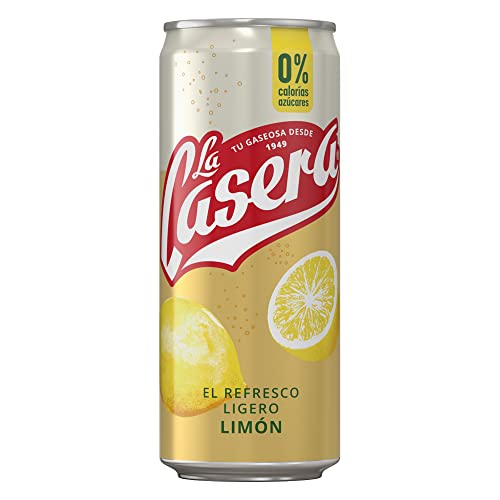 La Casera Refresco Ligero de Limón, con Cero Azúcares y Cero Calorías - Lata 33cl