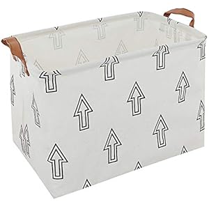 ASKETAM Canvas Fabric Baby Kids Toy Bin Storage Basket Foldable Toy Storage Organizer Bedroom Decor Nursery Hamper Kids…