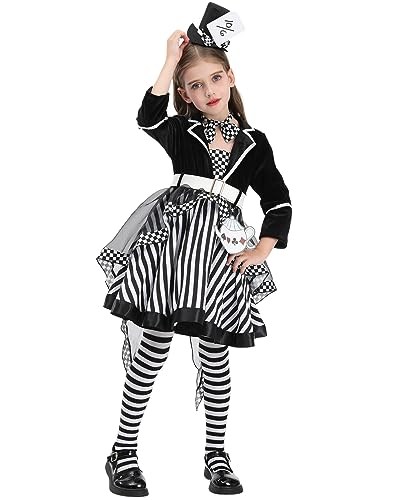 Nspstt Mad Hatter Costume For Girl Mad Hatter Dress Halloween Costume For Kids thumb #2