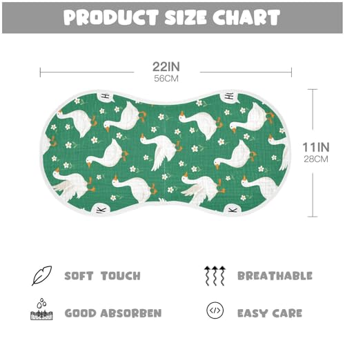 J JOYSAY Ducks Flowers Green Baby Burp Cloths for Boys Girls Large 22''x11'' Cotton 4 Layer Milk Spit Up Rags for Spit Up Babies one sizex42