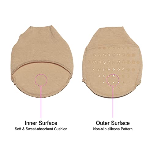 Image of Flammi 6 Pairs Ball of Foot Cushion Socks,Women's Toe Cover with Padding Toe Topper Liner Socks Non-Skid Bottom