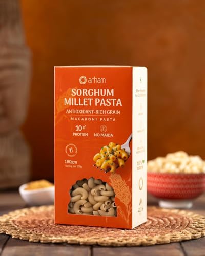 Image of Arham Organic Pasta Combo Macaroni| Foxtail, Little, Ragi & Sorghum | No Maida, Not Fried, No MSG, No Preservatives | Easy & Quick to Cook 180GM Each
