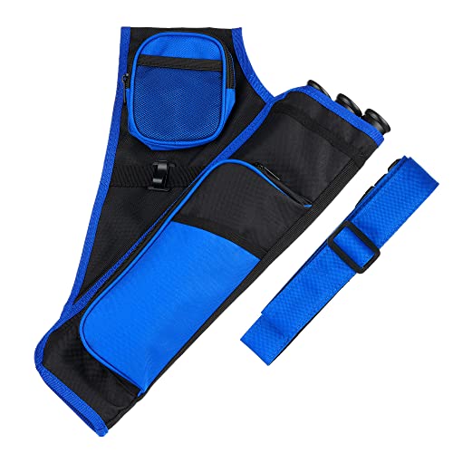 Bogenkönig Köcher für Pfeile - Seitenköcher für Pfeile - Hüftpfeil-Köcher mit verstellbarem Gurt - Pfeiköcher mit 3 Röhren Cover