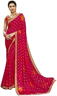LAXMIPATI LAHAR LP-6526 Pink Chiffon SAREE BY SANSKAR SAREES