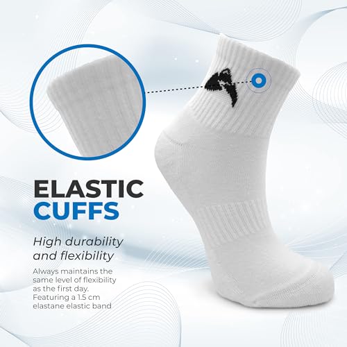 3 Pairs Women's and Men's Cotton White Ankle Socks. Casual, Athletic, Running, Training, Gym, Basketball, Cycling Socks.4