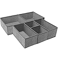 Criusia Foldable Underwear Drawer Organizer, Closet Dividers, Storage Box for Clothes, Socks (6 Bins, Gray)