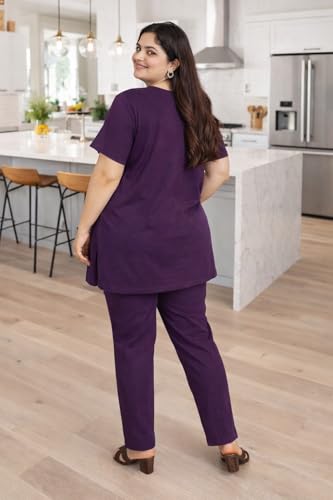 Image of In Love Women's Plus Size Longline T-Shirt with Side Pocket, 3 /4 Sleeve, Crew Neck