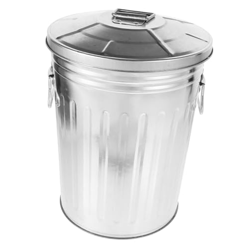 Caneca de basura rectangular de metal Happyyami con tapa