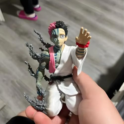 Image of Akaza Demon Kneeling Pose Anime Action Figure | 14cm Half Demon Form Akaza Figurine with Energy Tentacles & White Robe for Table, Desk, Car & Shelf Decor | Premium Gift for Anime Fans