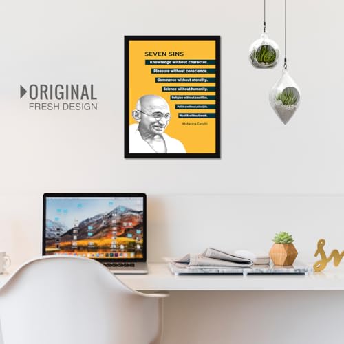 Image of Chaka Chaundh - Mahatma Gandhi, Office Quotes Frames - Motivational Quotes Wall Frames for Office - Positive Business Quotes Wall Frame - Poster - (14 X 11 Inches)
