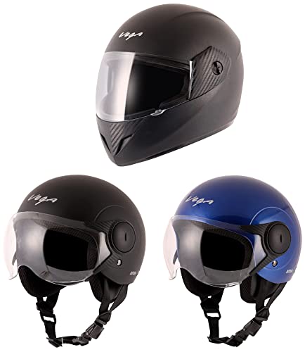Image of Vega Cliff Black Helmet-M&Vega Atom Dull Black Helmet-M&Vega Atom M.Blue Helmet-M