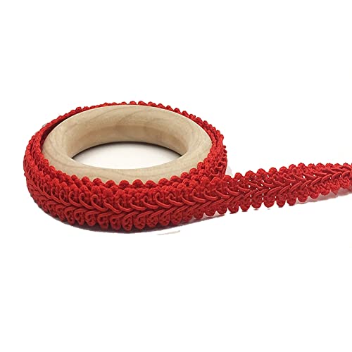 Yurosiay 10m×1.2cm Posamentenborte Bunt Handgemachte Geflochtene Borten Vintage Gewebte Drehkordel Borte Geflochtenes Spitzenband Geflochtene Bordüre Stoffborte zum Nähen Bsteln Rot