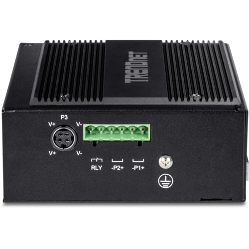 Image of TRENDnet 10-Port Hardened Industrial Unmanaged Gigabit PoE ++ DIN-Rail Switch, 4 Gigabit PoE++ Ports, 4 Gigabit PoE+, 2 Gigabit Share Ports SFP or RJ-45, 360W Power Budget, Black, TI-BG104