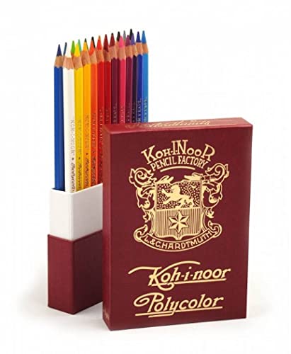 Koh-I-Noor Polycolor Drawing Pencil Set, 24 Assorted Colored Pencils in a Retro Case, 1 Set Each (3824024020TK),Multicolor,14 x 3 x 1 cm