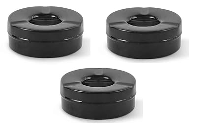 Dynore Stainless Steel Black Matt Lid Ash Tray- Set of 3