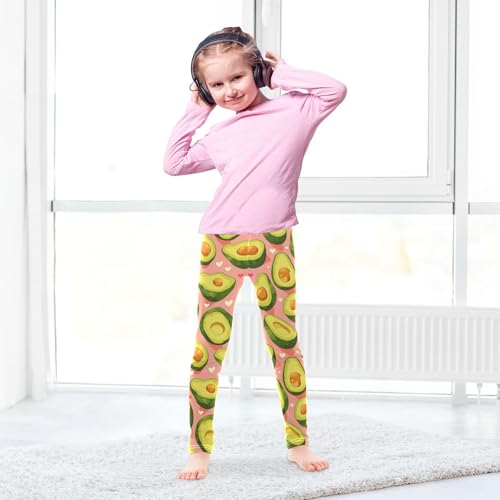 Wusikd Avocado Girls' Leggings Toddler Doodles Hearts Kids Yoga Pants Dance Active Tights 4T4