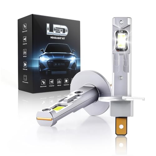 Onraying H1 LED, 6500K Bombilla LED H1 para coche, 45000LM Bombilla H1 LED Ultra Potente, 900% Brillo, 1:1 Tamaño Halógeno, IP68, 90000+ Horas de Ve, Plug N-Play, No Polaridad, 2 piezas