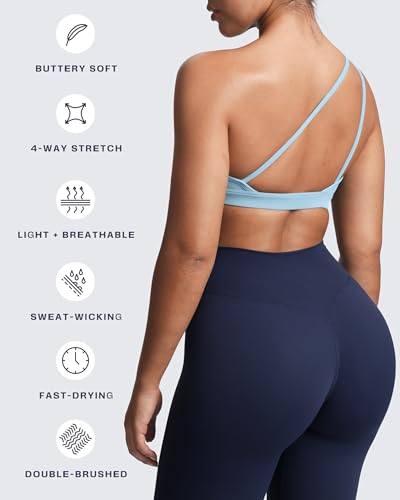 Image of Aoxjox Astoria One Shoulder Sports Bra | asymmetrical workout top, women's fitness training gym yoga crop tank, 4-way stretch, moisture-wicking
