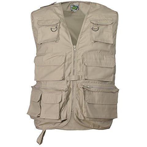 Adults Multipocket Fishing Vest Gilet Waistcoat Bodywarmer Hunting Photography (5XL, Beige) Cover