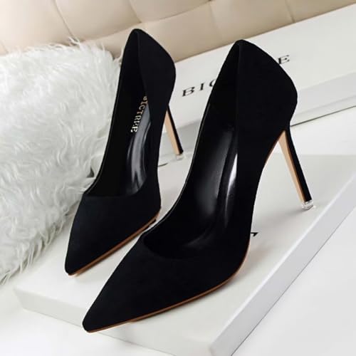 Women's Pointed Toe High Heel Pumps 3.5" Classic Stiletto Suede Shoes Bridal Party Dress Heels for Casual2