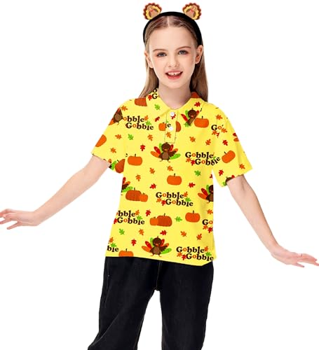 Image of AOBUTE Kids 4th of July Polo American Flag Short Sleeve Button Down Shirts Tops 3-14 Years
